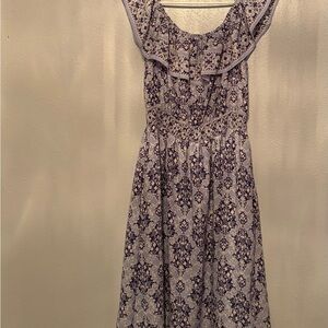 Max Studio Lavender Floral Off-Shoulder Midi Dress